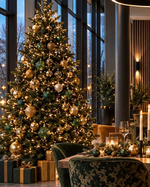 Weihnachtsbaum am Fenster neben der Tafel